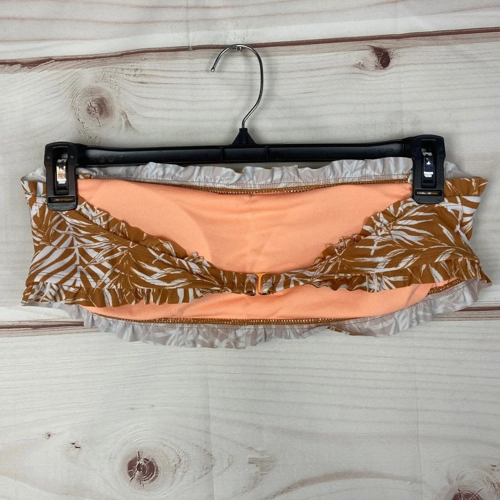 Xhilaration Bandeau Swim‎ Top Juniors XL Ruffled Trim Gold Floral Print Separate